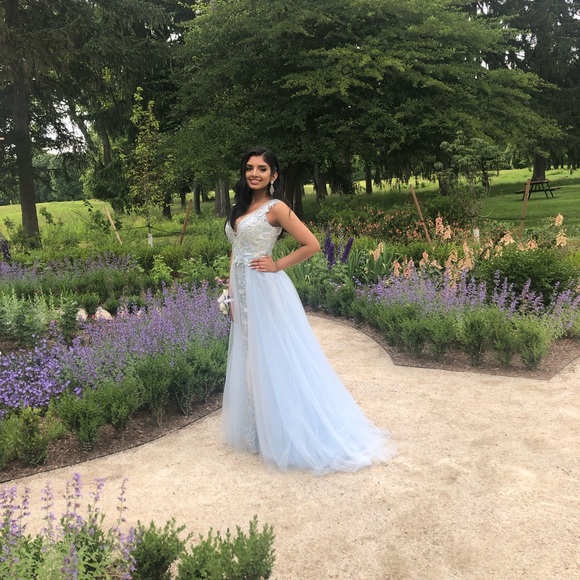 Dave & Johnny Light Blue Prom Dress - Picture 2 of 3